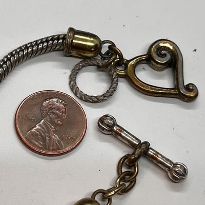 METAL HEART BRACELET SOLID METAL W/FLEX BAND