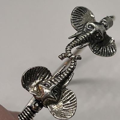ELEPHANT BANGLE IN SILVER-TONE METAL