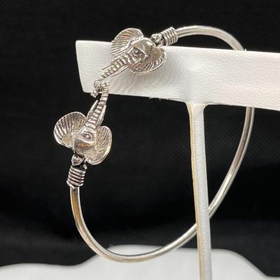 ELEPHANT BANGLE IN SILVER-TONE METAL