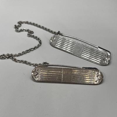 VINTAGE PAIR 1920â€™S PINS CONNECTED W/CHAIN