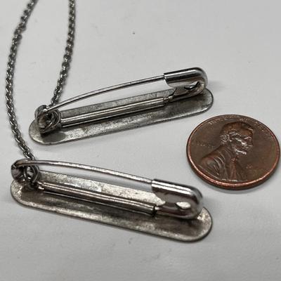 VINTAGE PAIR 1920â€™S PINS CONNECTED W/CHAIN