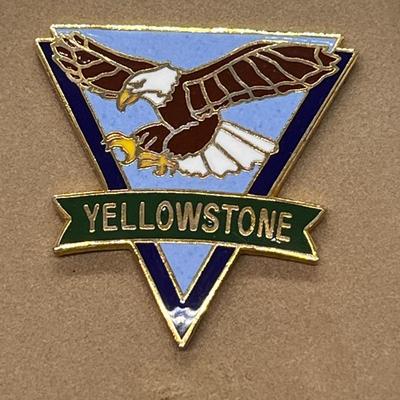 COOL ENAMELED YELLOWSTONE PIN BACK W/EAGLE