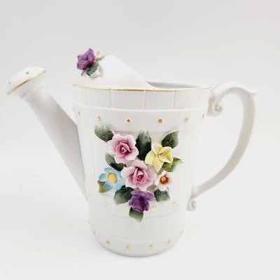 VINTAGE SCHMID BROTHERS PORCELAIN MUSICAL WATTERING CAN MUSIC BOX