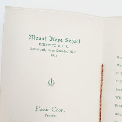 1915 MOUNT HOPE SCHOOL NEB SCHOOL DAY REMBERANCE