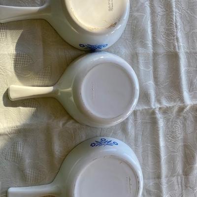 Set of three corning ware handled pans