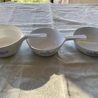 Set of three corning ware handled pans
