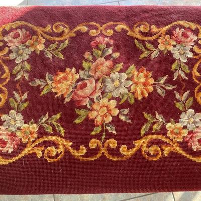 Vintage bench with needlepoint seat