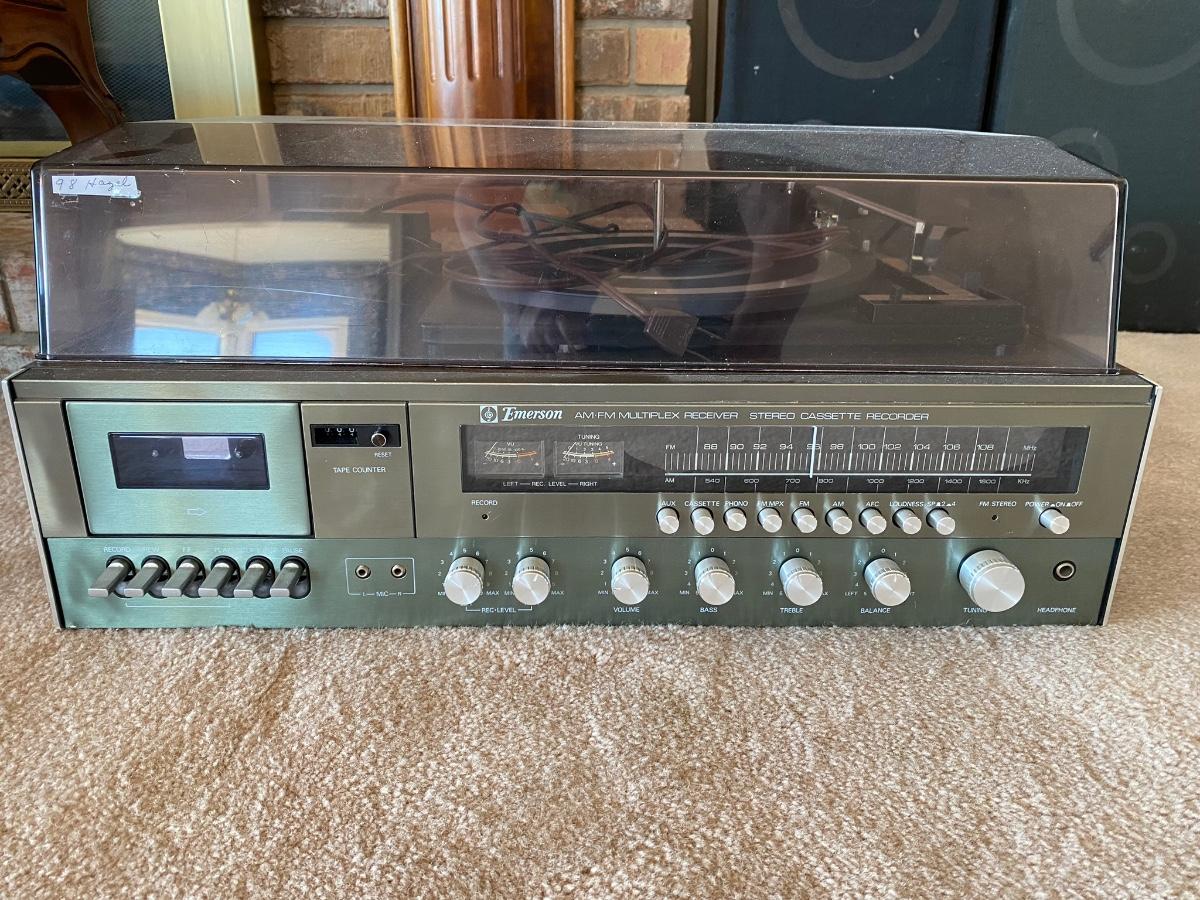Emerson AM/FM multiplex receiver, turntable, stereo cassette recorder