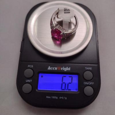 14K White Gold Pink 3.8ctw Sapphire Ring 6.2g (#25)