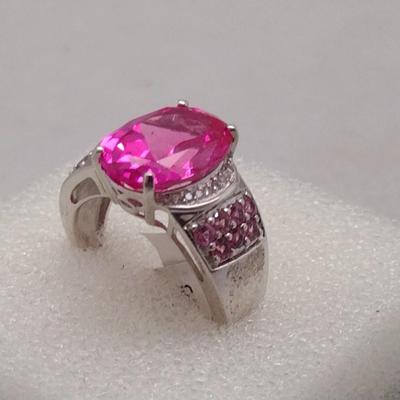 14K White Gold Pink 3.8ctw Sapphire Ring 6.2g (#25)