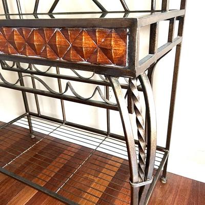 Iron Wine /Bakers Rack With 3 Glass Shelves