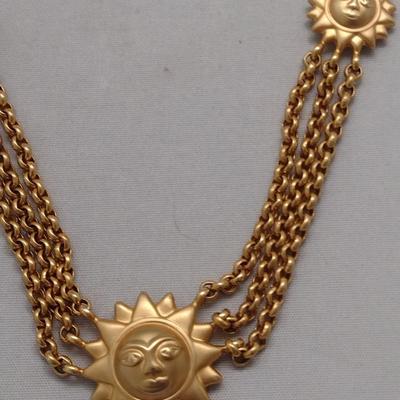 14K Gold Sun Face Necklace 30g (#28)