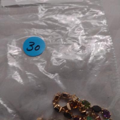 14K Gold Mult-Colored Gem Stone Bracelet 11.3g (#30)