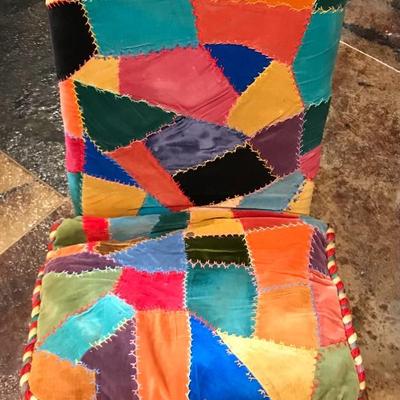 Vintage Wooden Rocking Chari with handmade patchwork cover