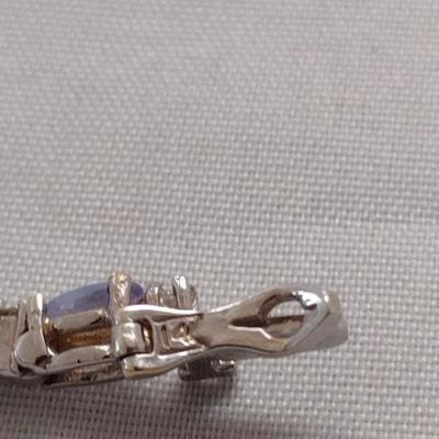 14K White Gold Tanzanite and Diamond Bracelet 12.1g (#34)