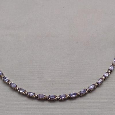 14K White Gold Tanzanite and Diamond Bracelet 12.1g (#34)