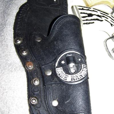Vintage Lone Ranger Gun Holster and 3 cap guns