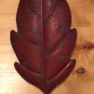 Decorative Red Leaf Metal Tray