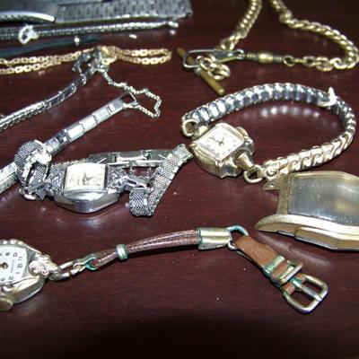 Lot of 15 vintage watches, parts and bands