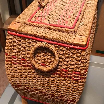 Standing Sewing Box with Contents