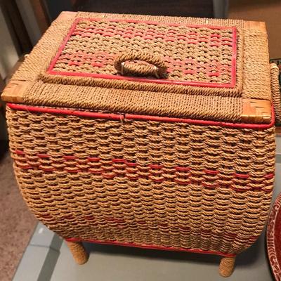 Standing Sewing Box with Contents