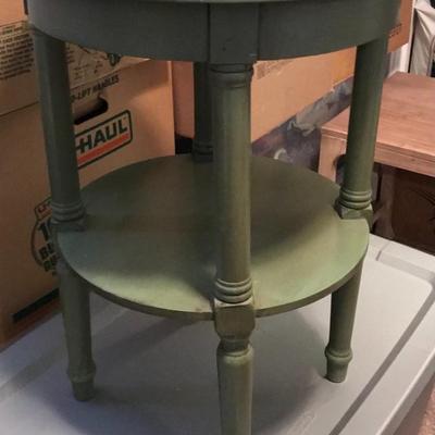 Distress Green Round Side Table