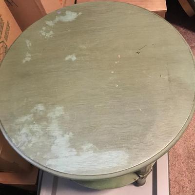 Distress Green Round Side Table