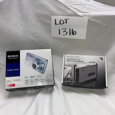 LOT 1316 Sony Cyber-Shot Camera & Sharper Image Cassette To MP3 Converter