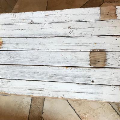 Distressed white wash wood table