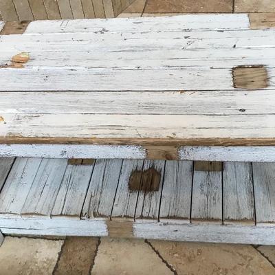 Distressed white wash wood table