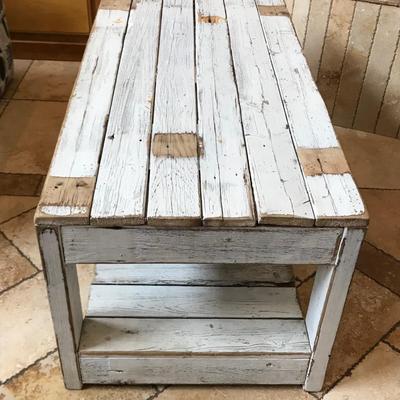 Distressed white wash wood table