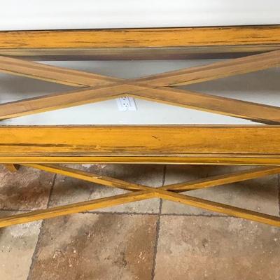Rustic Sofa table with glass top