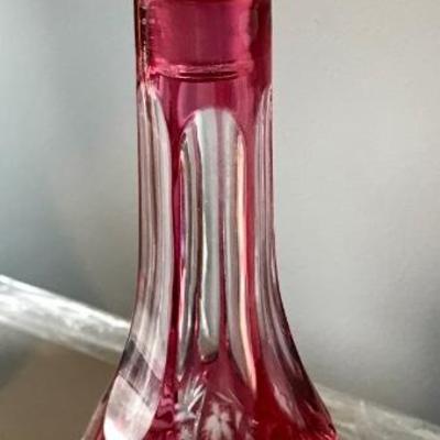 Ruby Red Bohemian Cut Crystal Decanter