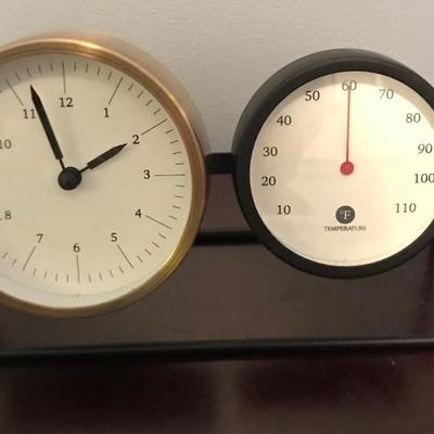 Desk clock and thermometer