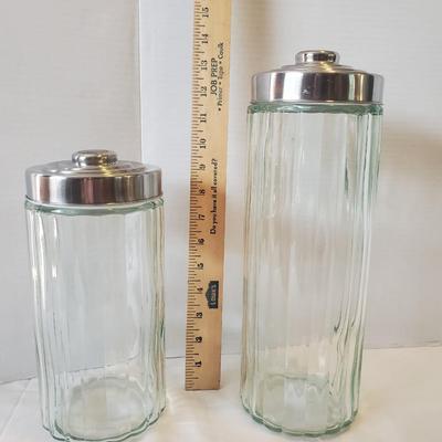 2 Glass Canisters Screw Top