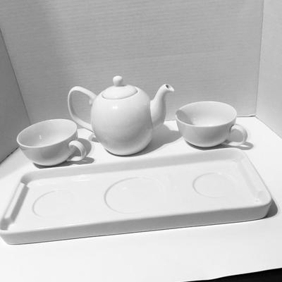 Pier 1 Ceramic Tea Set - Pot, Cups, Tray