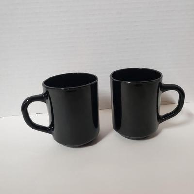2 Black Coffee Mugs