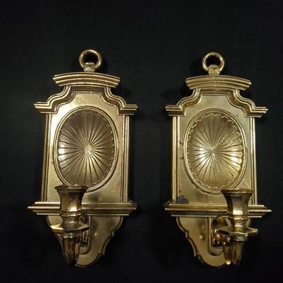 2 Wall Sconces Gold Plastic Pair