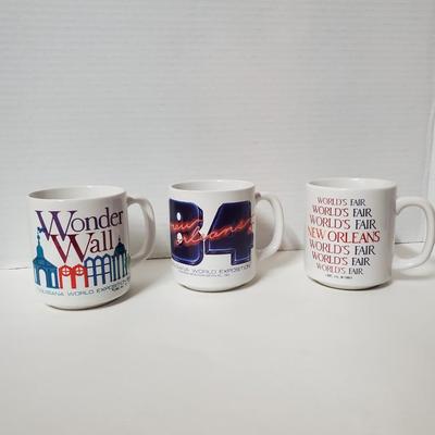 3 World's Fair Mugs New Orleans 1984