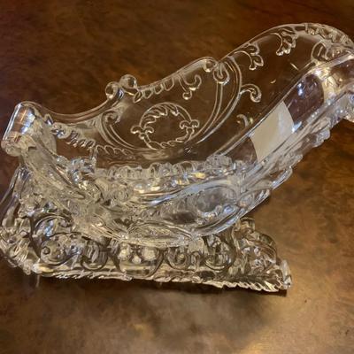 2 NEW Clear Ornate Sleigh Acrylic Plastic Holiday Decor