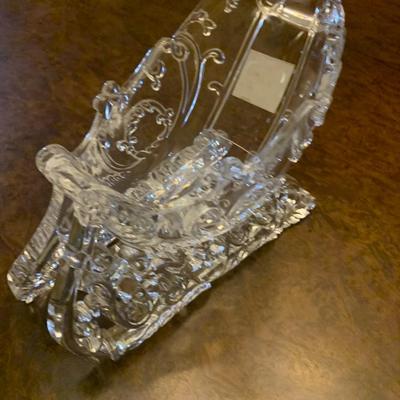 2 NEW Clear Ornate Sleigh Acrylic Plastic Holiday Decor
