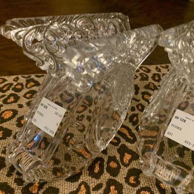 2 NEW Clear Ornate Sleigh Acrylic Plastic Holiday Decor