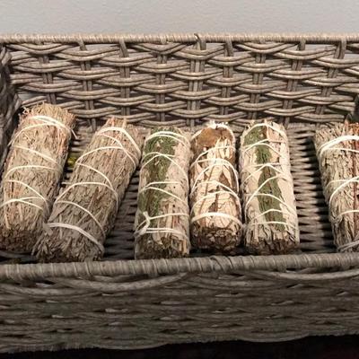 6 Smudge sticks in a basket