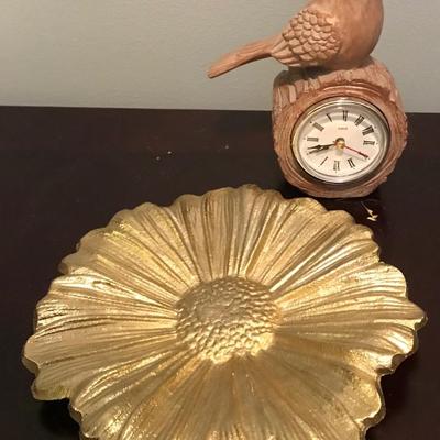 Bird clock and flower dish