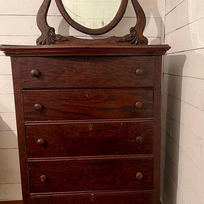 Antique Chest With Beveled Mirror