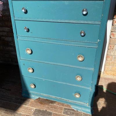 Painting project piece - Vintage all wood Waterfall style chest of five drawers