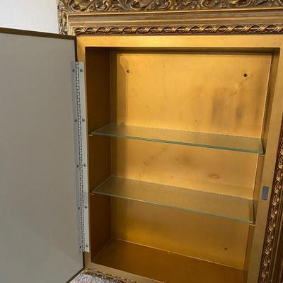 Vintage mirrored medicine cabinet with ornate frame â€œAâ€