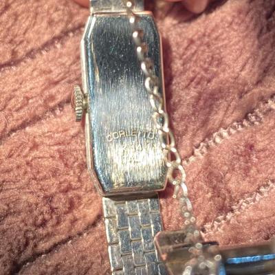 Beautiful Brichot 17 Jewel 14 KT white gold ladies vintage watch with 8 diamonds