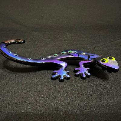 COLORFUL ART GLASS GECKO - SIGNED
