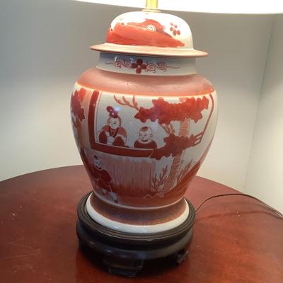 527 Vintage Asian Hand painted Ginger Jar Porcelain Table Lamp